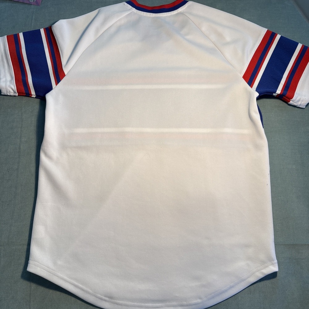 NBA Basketball Jersey Shirt Mens Medium White Blue Red Colorblock Logo V-Neck - Picture 4 of 10